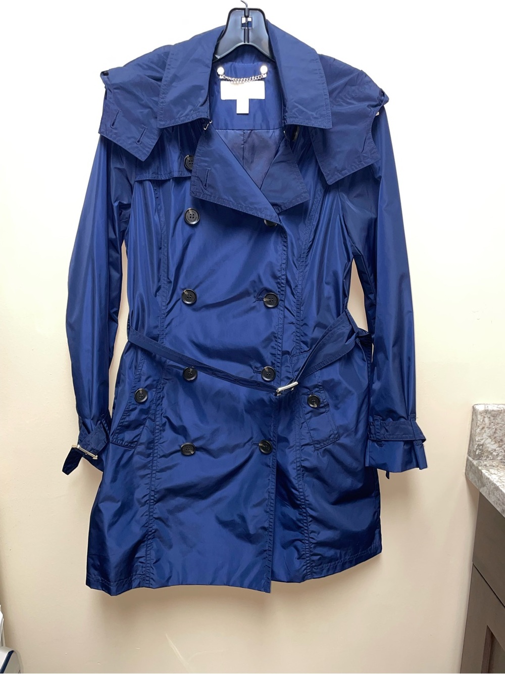Michael Kors Navy Double-Breasted Trench Coat